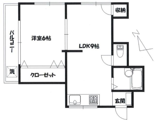コーポ広井(1LDK/3階)の間取り写真