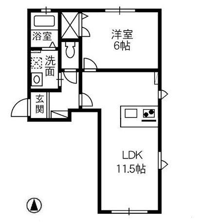 プランドールA(1LDK/1階)の間取り写真