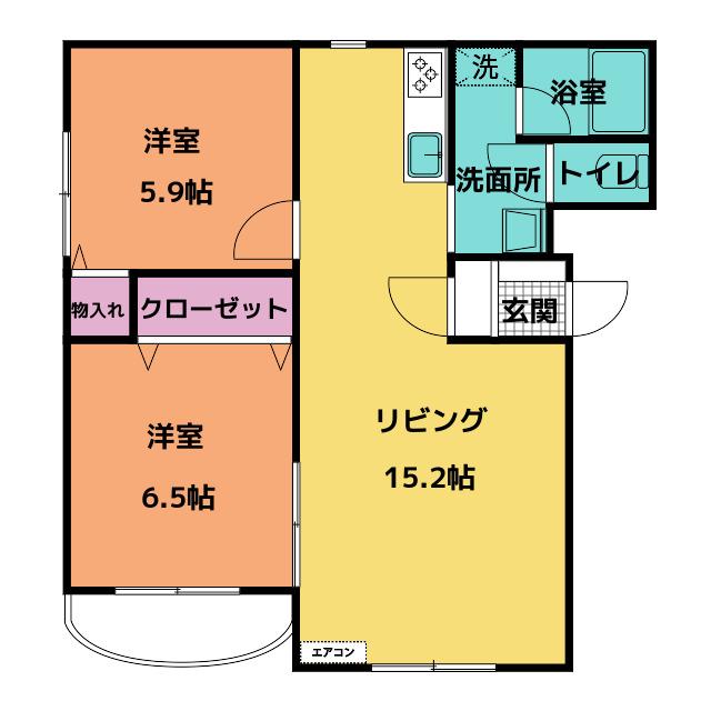 ロイヤルライフ(2LDK/1階)の間取り写真