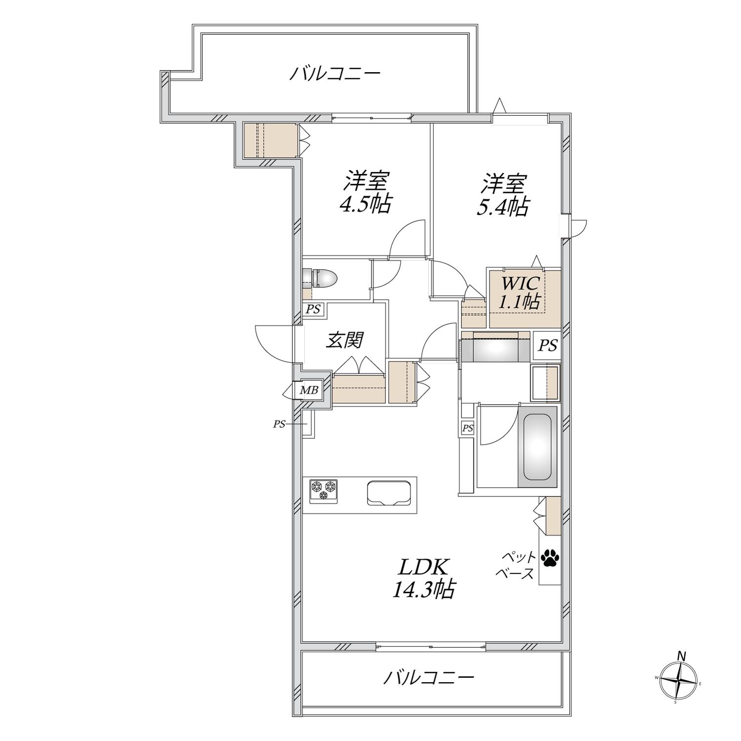 グラン レーヴ(2LDK/3階)の間取り写真