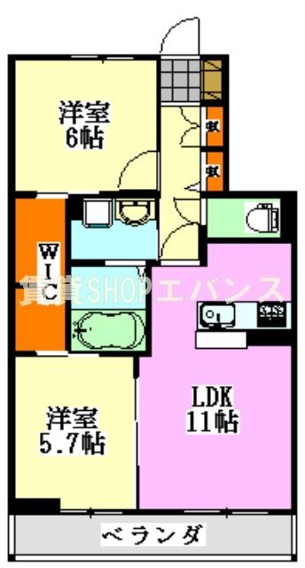 SUN BRIDGE(2LDK/2階)の間取り写真