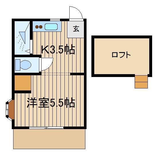 シャト-谷治3(1K/2階)の間取り写真