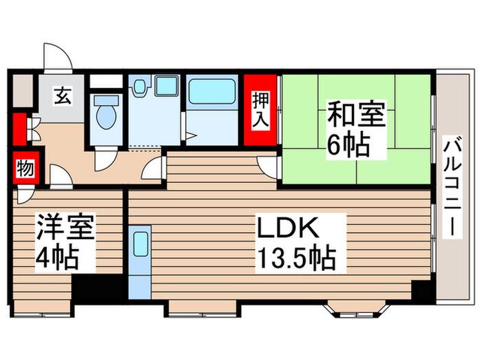 35マンション(2LDK/2階)の間取り写真