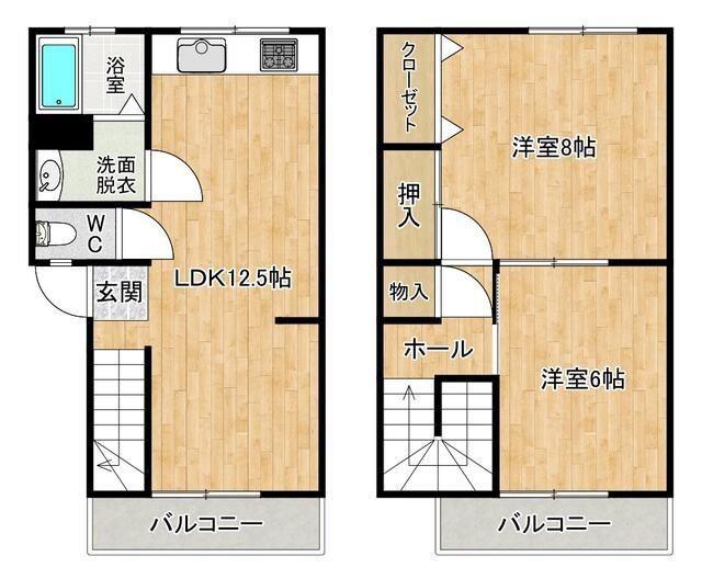 宇佐町名店街(2LDK/2階)の間取り写真