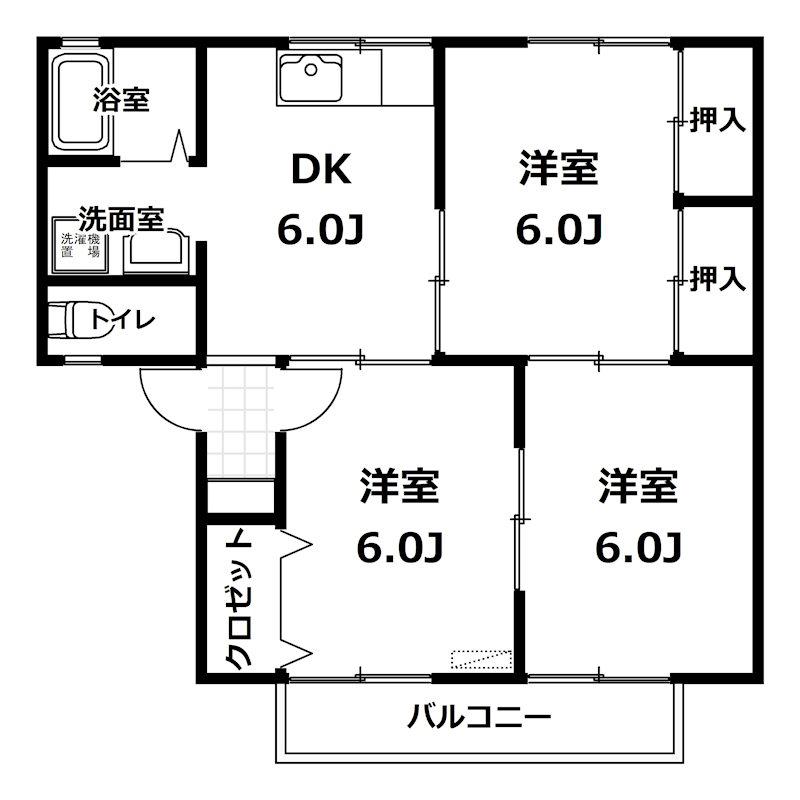 第2FUSAコーポ(3DK/2階)の間取り写真