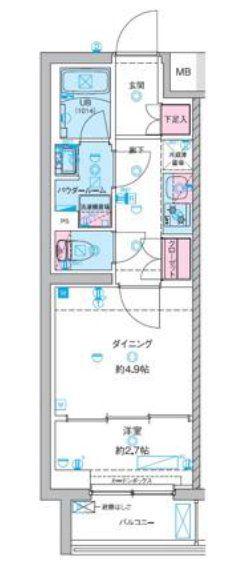 GENOVIA竹ノ塚(1DK/3階)の間取り写真