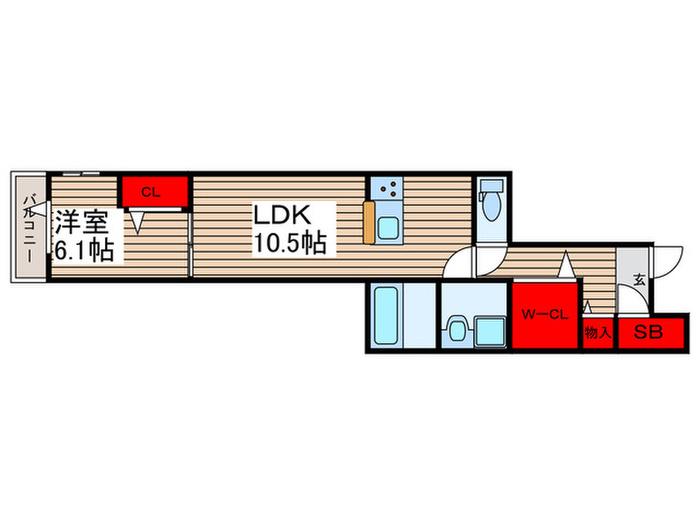 グラナーデ東伊興(1LDK/1階)の間取り写真
