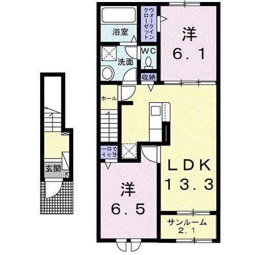ニューポートみさ(2LDK/2階)の間取り写真