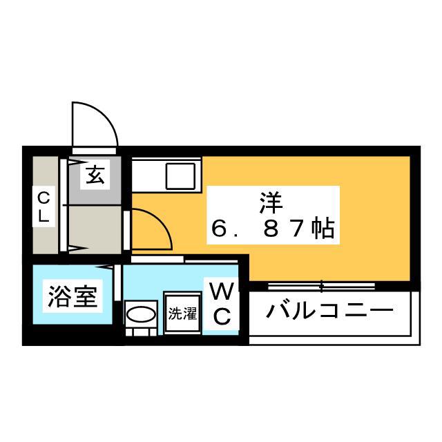 グランフロント藤沢(ワンルーム/1階)の間取り写真