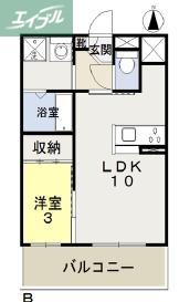 グリーンベア(1LDK/4階)の間取り写真