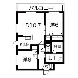 シャトーアネックス(2LDK/1階)の間取り写真