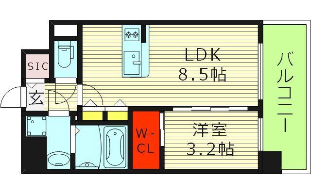 エスリードレジデンス ザ・グラン都島ノア(1LDK/12階)の間取り写真