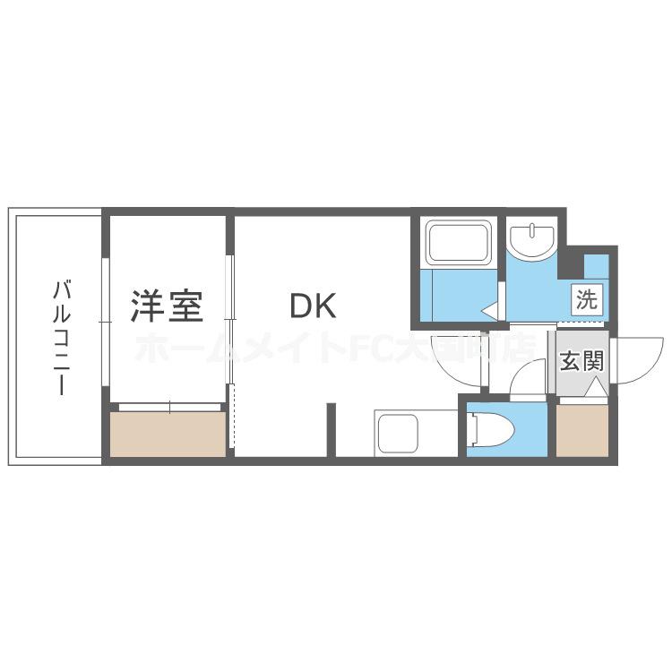 D.CLAREST本庄東FJRE(1DK/6階)の間取り写真
