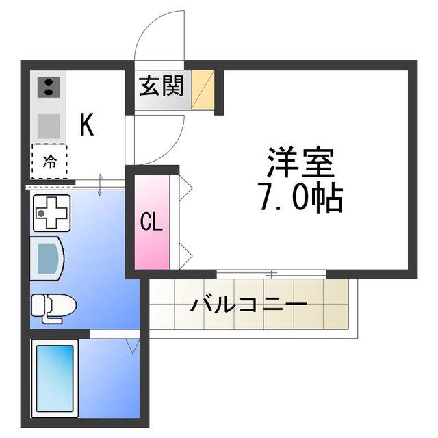 WING住之江(1K/3階)の間取り写真
