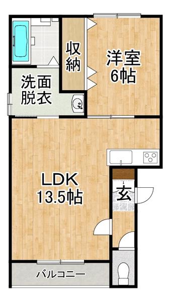 プリマ光南(1LDK/2階)の間取り写真
