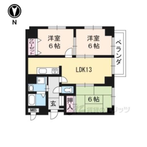 アーバンハイツ苔寺(3LDK/2階)の間取り写真