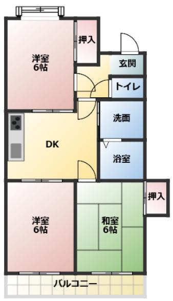 グランドール南出(3DK/2階)の間取り写真