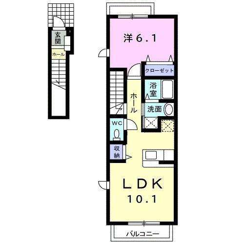 レジデンスMII(1LDK/2階)の間取り写真