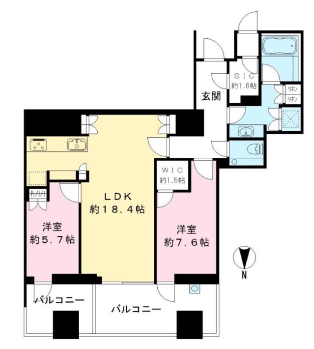 三田ガーデンヒルズ パークマンション棟(2LDK/4階)の間取り写真