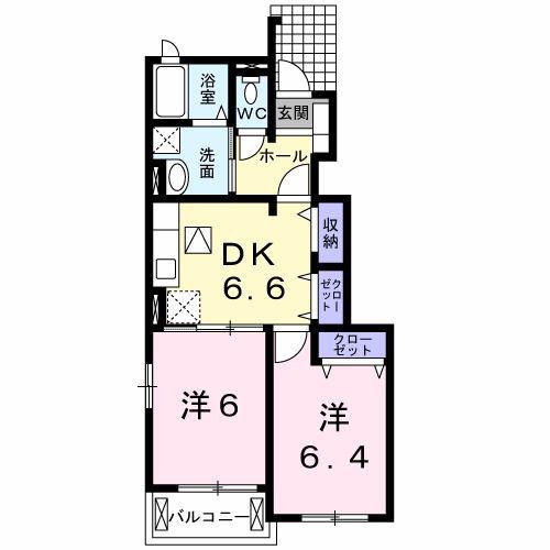 モン・サン・クレールI(2DK/1階)の間取り写真