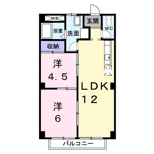 ドリーム新誠(2LDK/2階)の間取り写真