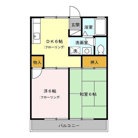 セジュール三鷹ー井口5丁目-(2DK/2階)の間取り写真
