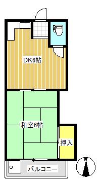 メゾン寿(1DK/2階)の間取り写真