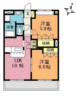 シリウス(2LDK/3階)の間取り写真