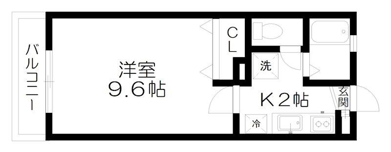アヴニール萩野町(1K/2階)の間取り写真