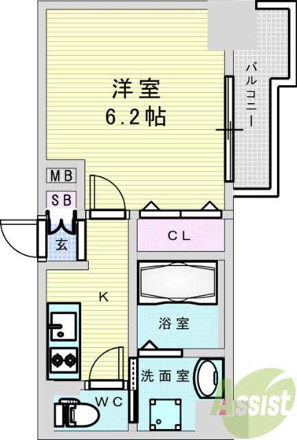 DIMUS新大阪(1K/3階)の間取り写真