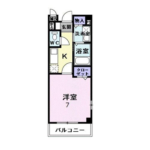 ゼファー(1K/1階)の間取り写真