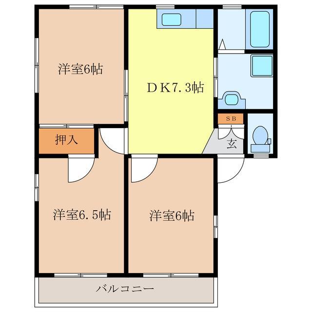 セジュールサンピアAB(3DK/1階)の間取り写真