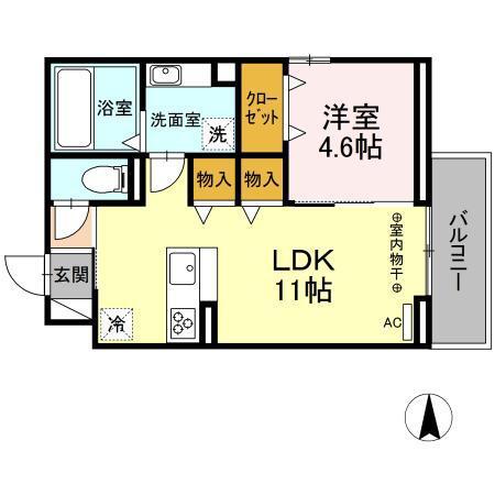 SERENOM(1LDK/2階)の間取り写真