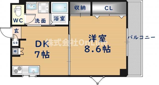 パークサイド高井田(1DK/3階)の間取り写真