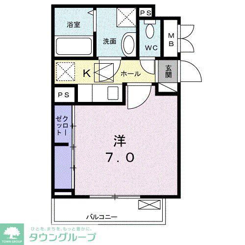 アルコバレーノII(1K/1階)の間取り写真