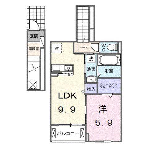  シエル白岡 II(1LDK/2階)の間取り写真