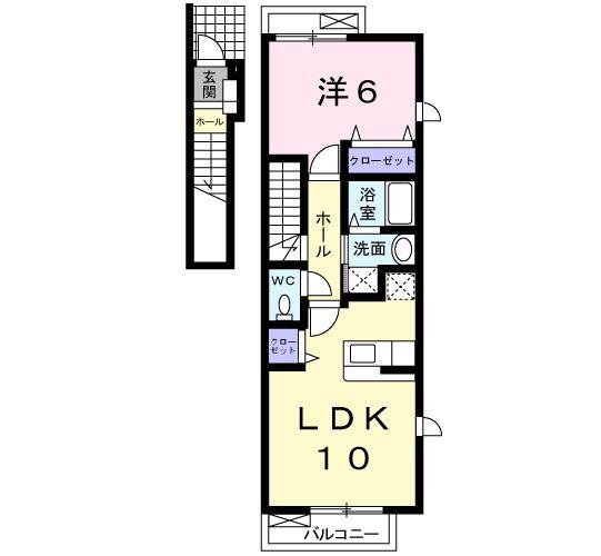 プロムナード(1LDK/2階)の間取り写真