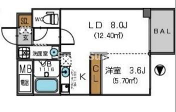 ザパーククロス阿波座(1LDK/10階)の間取り写真
