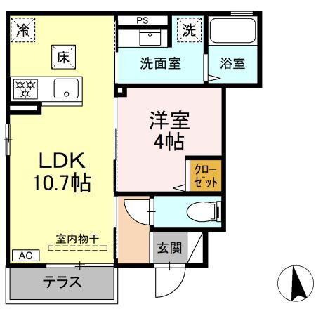 コンパセタ(1LDK/1階)の間取り写真