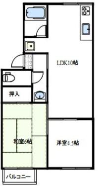 メゾンゆう(2LDK/1階)の間取り写真