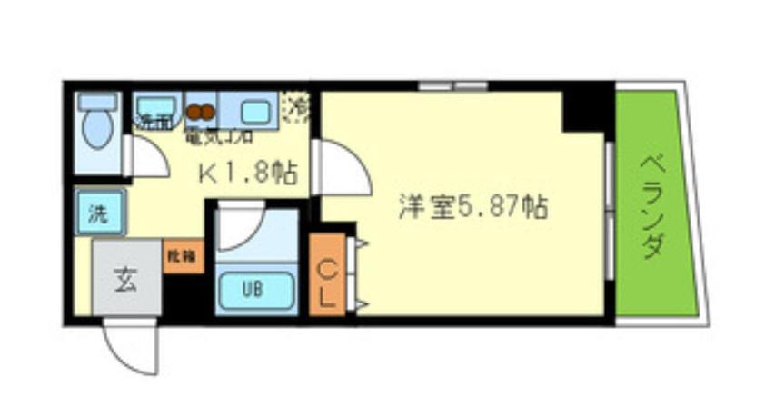 B-RISE新町(1K/6階)の間取り写真