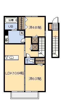 フローリッシュ下北方B棟(2LDK/2階)の間取り写真