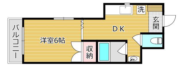 第9摂津グリーンハイツ(1DK/2階)の間取り写真