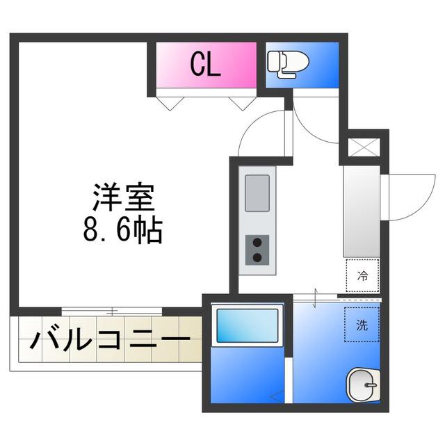 フジパレス鳳駅西V番館(1K/2階)の間取り写真