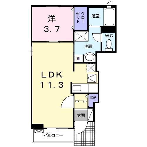 東武野田線 高柳駅 徒歩5分 2階建 築15年(1LDK/1階)の間取り写真