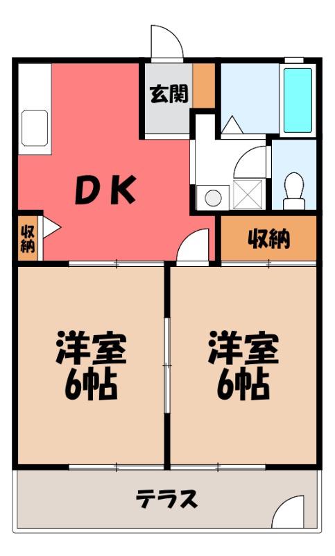 ディアコート(2DK/1階)の間取り写真