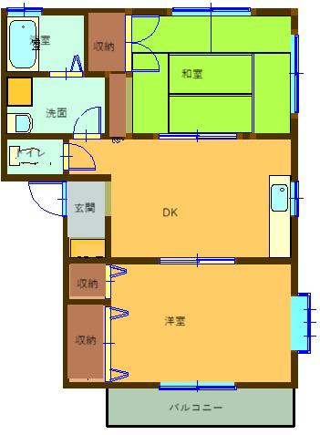 ドリーム21B(2DK/1階)の間取り写真