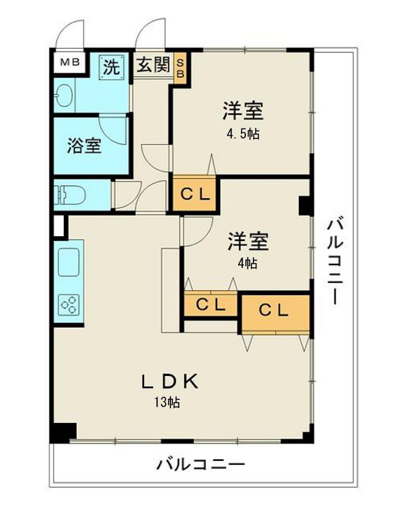 ダイアパレス相模原番田(2LDK/5階)の間取り写真