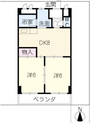 千成ハイネス(2DK/3階)の間取り写真