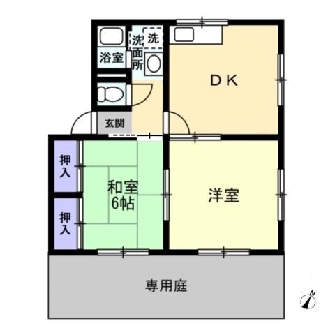 ソルトフィールドN・M A棟(2DK/1階)の間取り写真